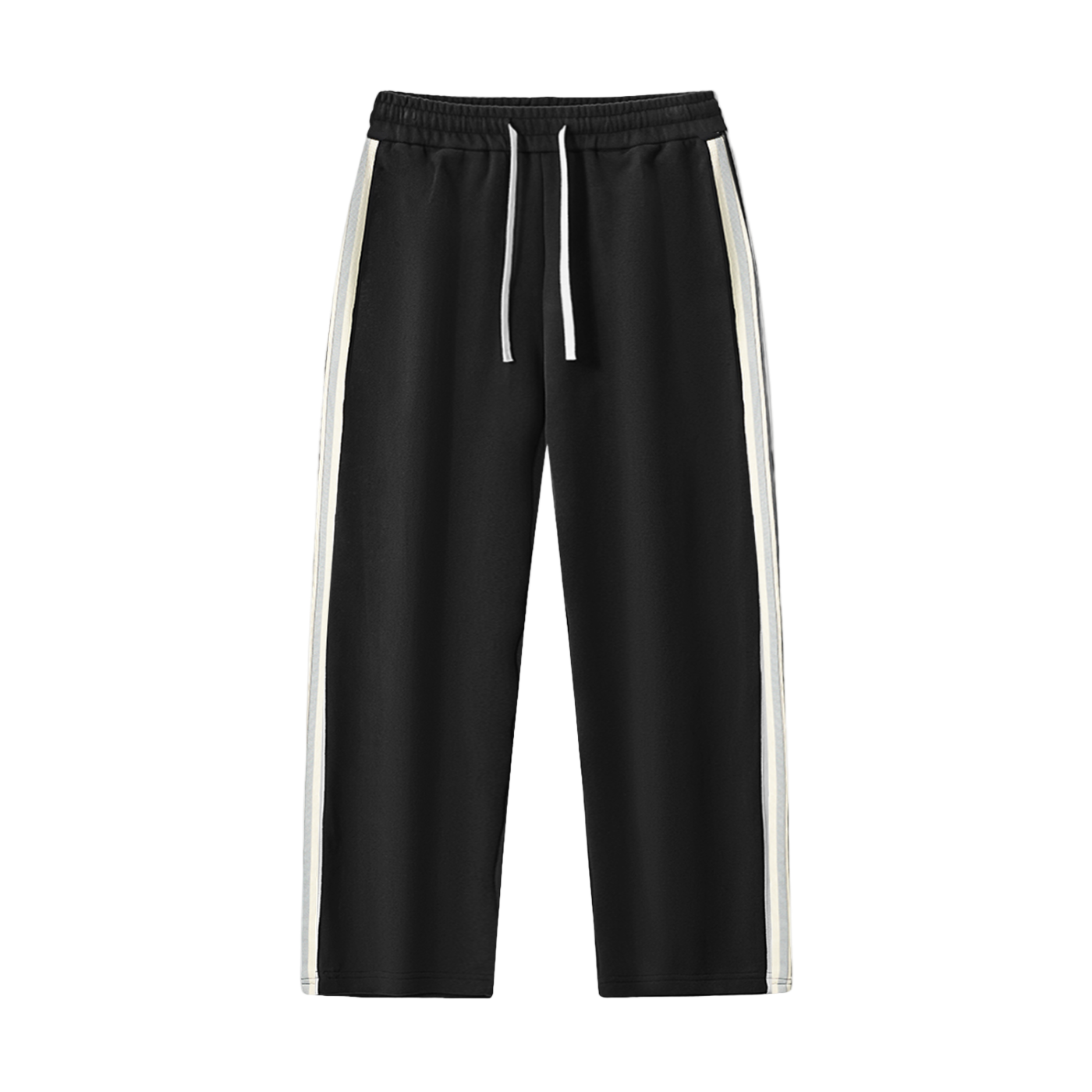 Black pants with white stripes