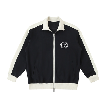Contrast Trim Stand Collar Jacket