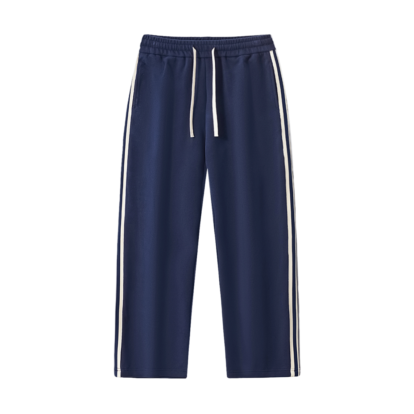 Navy blue pants with white stripes 