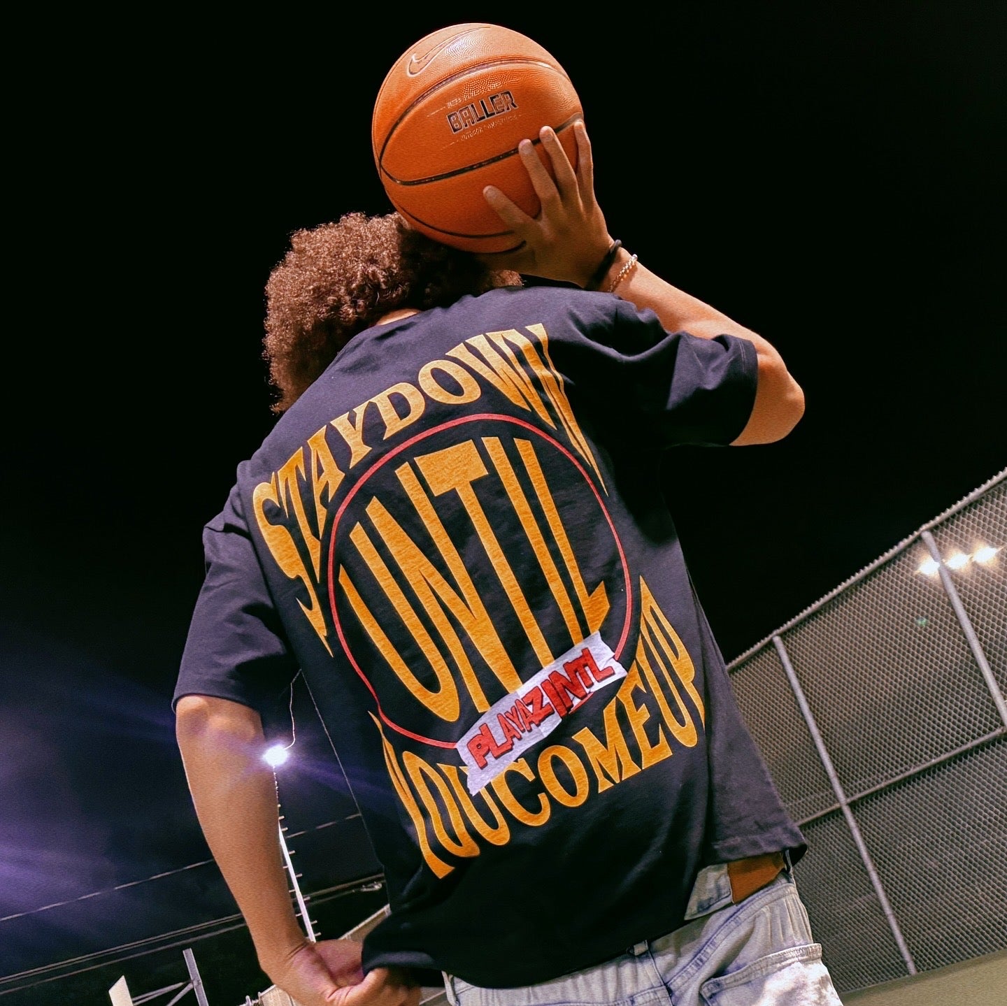 Bold motivational graphic tee Stay Down Until You Come Up